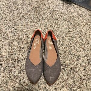 TOMS Women's Plaid Flats - Brown and orange